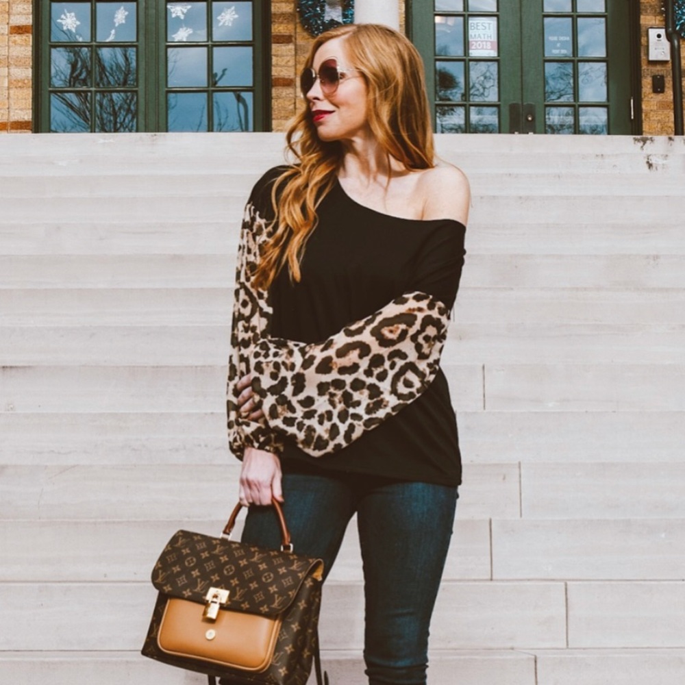 Shein leopard print contrast tee size medium